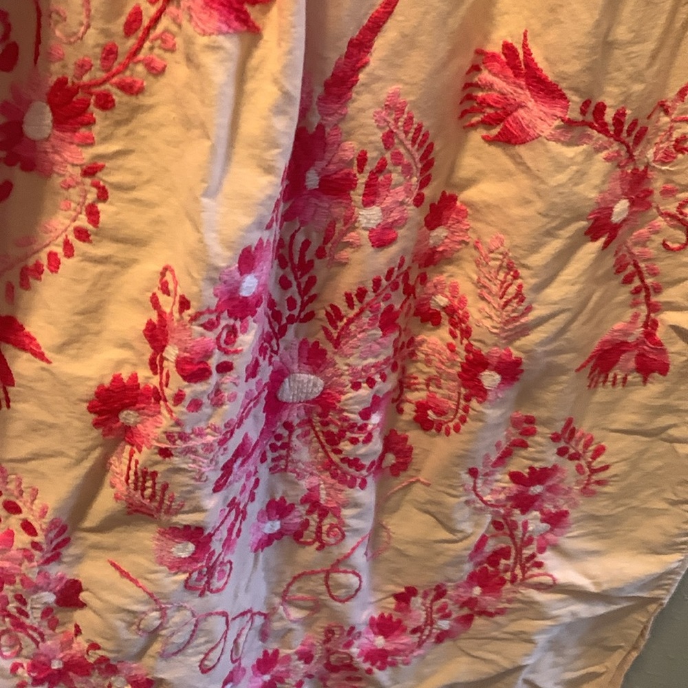 Embroidered Pink and Cream Midi Dress - Picture 3 of 8